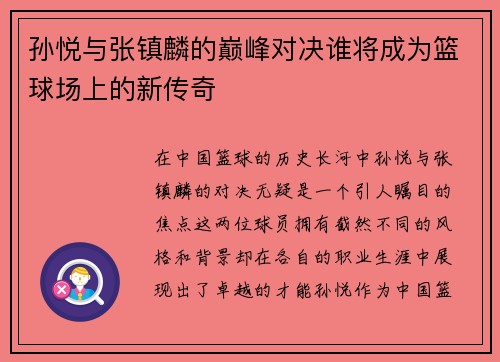 孙悦与张镇麟的巅峰对决谁将成为篮球场上的新传奇